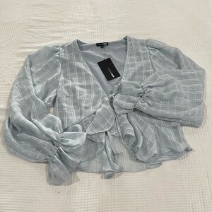 Fashion Nova Sky Blue Checkered crop top